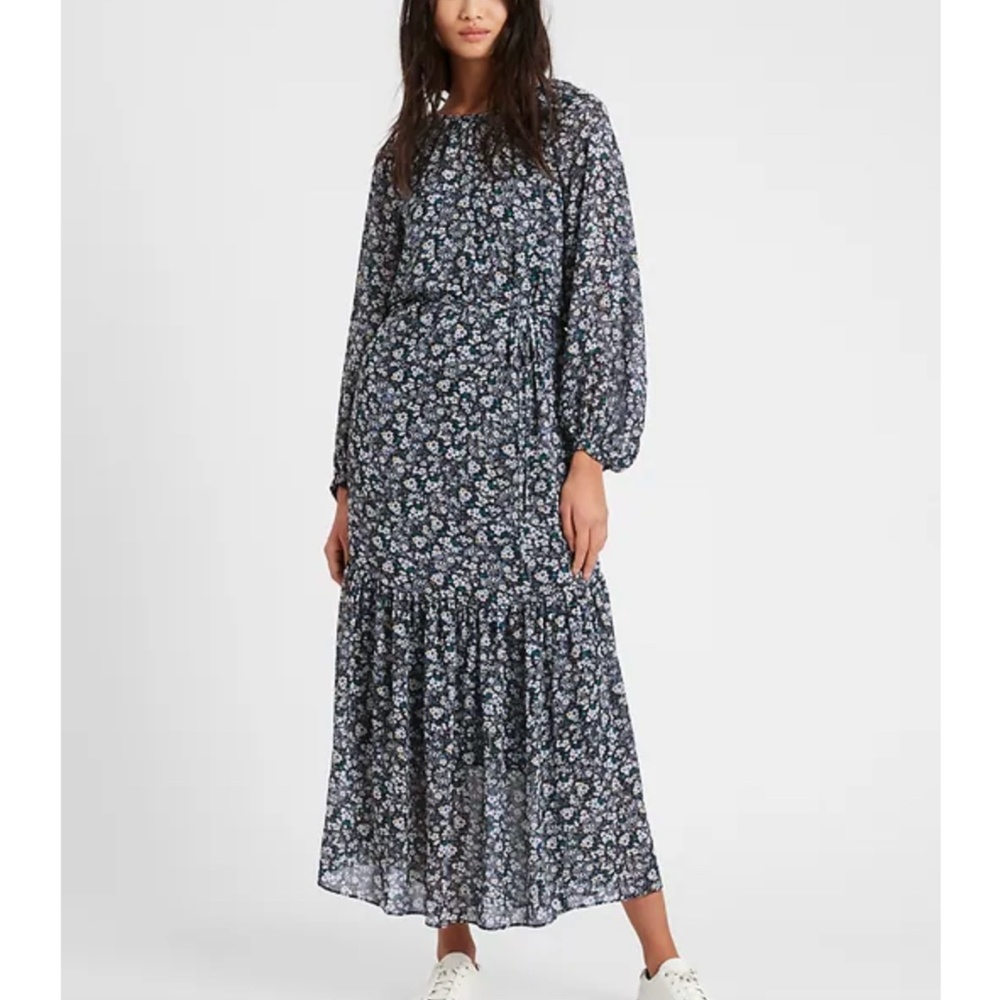 Banana Republic Navy Floral Maxi Dress